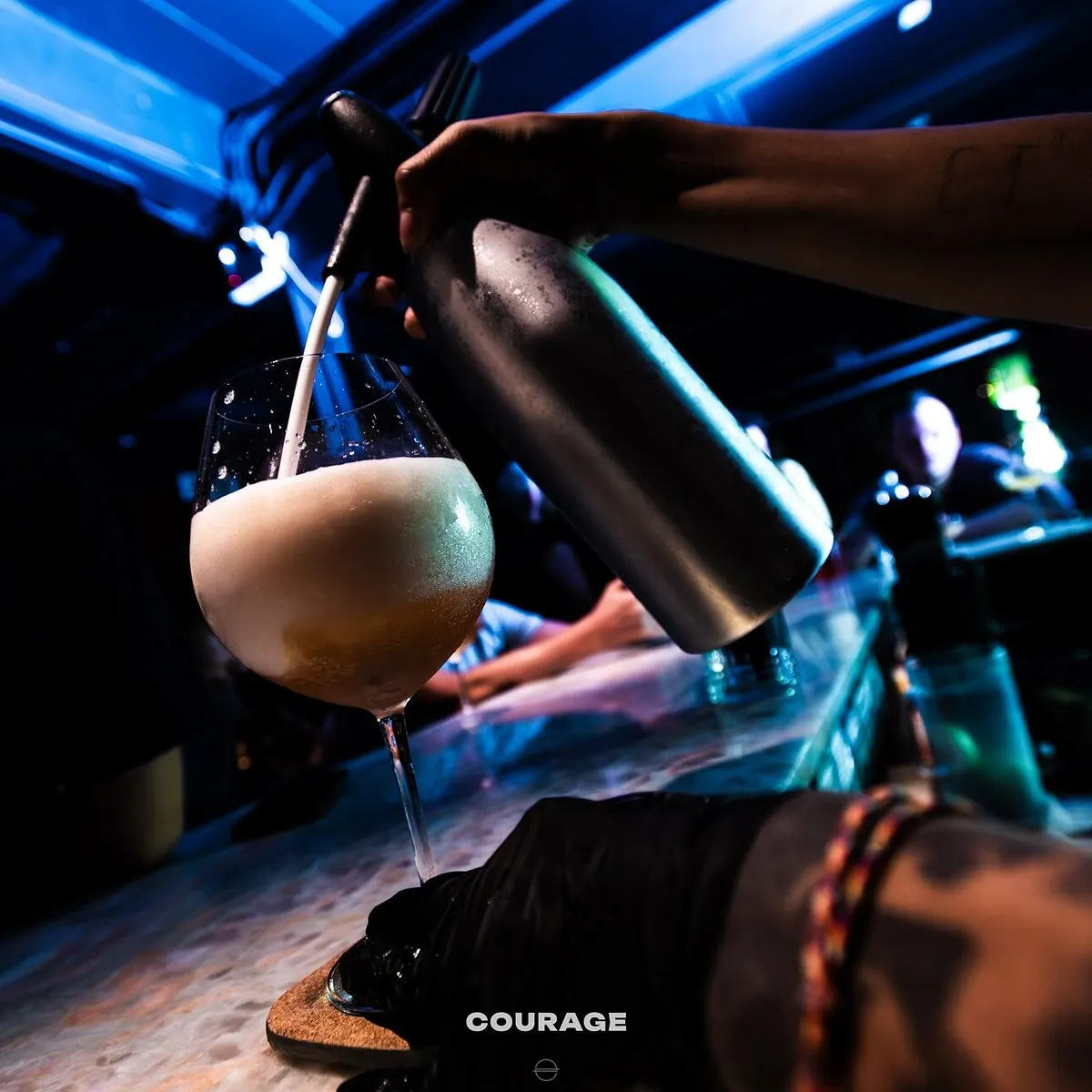 A cocktail being made at Courage
